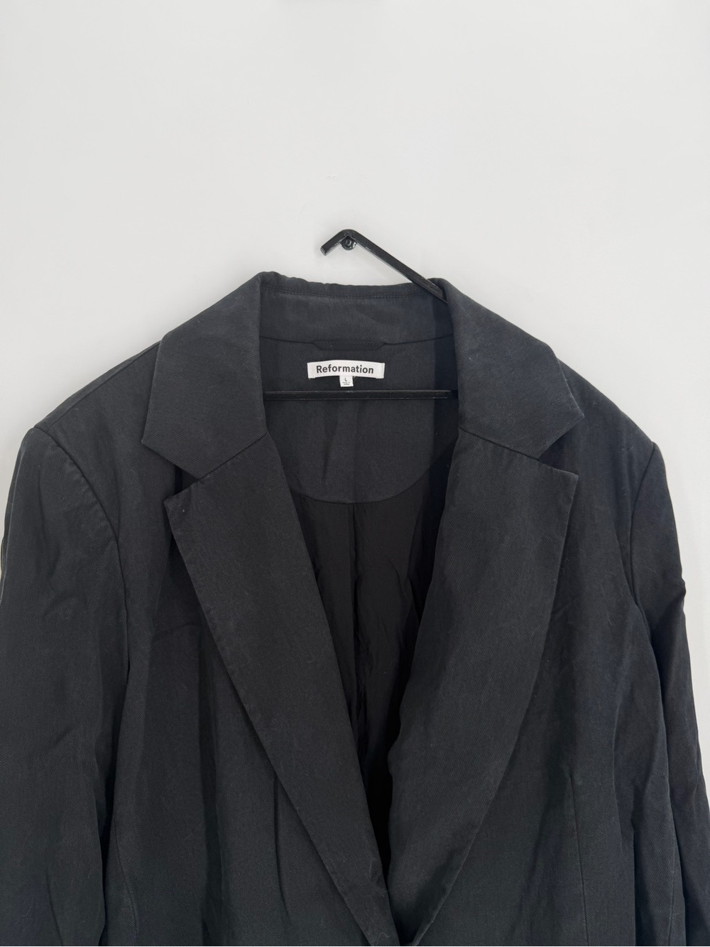 Reformation Black Classic Relaxed Twill Single Breasted Blazer